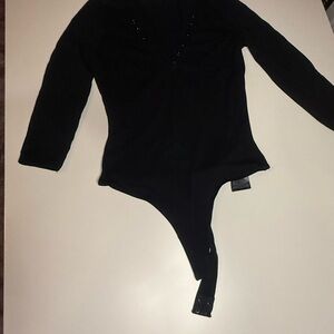 Guess Black Long Sleeve Bodysuit